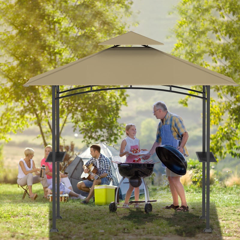 aonear Grill Gazebo Replacement Canopy Top - AONEAR 5'x8' Outdoor BBQ Tent Roof Cover Double Tiered Outdoor Grill Shelter Fit for Model L-GG001PST-F (Khaki) - Image 2